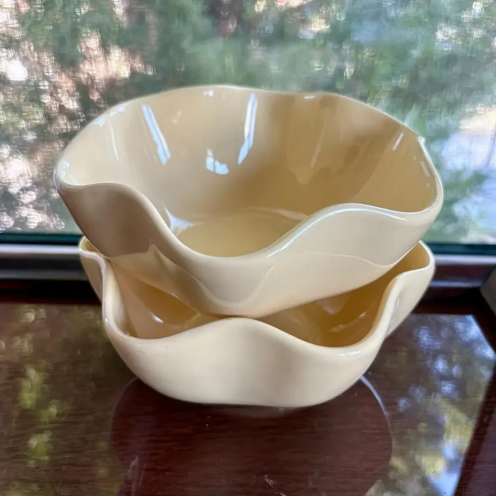 Gale Pittman Southern Living at Home Yellow Wavy Hospitality Bowls Set of 2